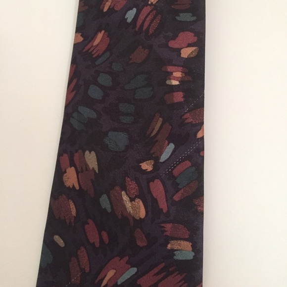 Vintage Oscar De La‎ Renta Purple Abstract Art Neck Tie - Picture 2 of 6